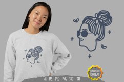Messy Bun Lady with Flowers SVG Product Image 1