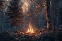 Enchanted forest campfire at twilight Product Image 1