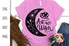 Art Witch with Crescent Moon Cut File Product Image 4