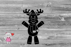 Christmas silhouette Baby Deer with Santa hat Svg , Cut File Product Image 2
