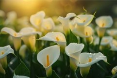 Sunlit calla lily garden at dawn Product Image 1