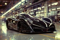 Luxury sports car in illuminated factory setting Product Image 1