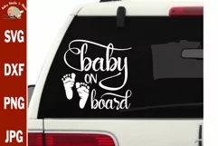 Baby on board baby footprints svg cut file, car window decal Product Image 1