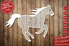 Papercut Flower Horse, Beautiful Floral Horse Paper Cut Art Product Image 1