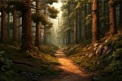 Enchanted forest path at sunset Product Image 1