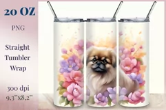 Watercolor Dog Sublimation Tumbler Wrap | 20 oz Straight Png Product Image 1
