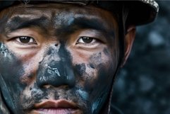 Resilient Asian miner face worker. Generate Ai Product Image 1
