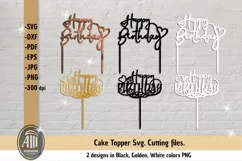 Happy Birthday Cake Topper SVG|Cupcake Toppers SVG cut files Product Image 3