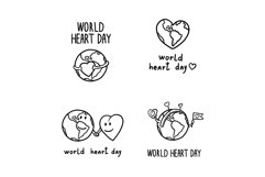 World Heart Day banner set, hand drawn style Product Image 1