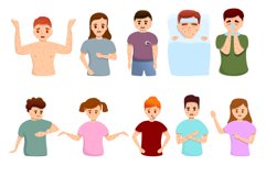 Measles icons set, cartoon style Product Image 1