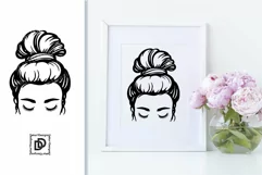 Messy Bun Mom SVG Leopard Mom SVG Messy Hair Mom Life SVG Product Image 4
