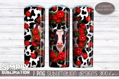 3D Cow Sublimation Skinny Tumbler Wrap| 20oz | Png Product Image 2