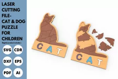 CAT & DOG Puzzle For Children Toy - SVG - laser cutting file Product Image 3