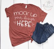 Mock up Bella Canvas 3001 Heather Clay Unisex Mockup Product Image 1