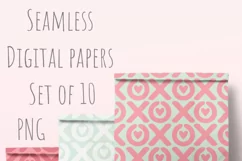 Seamless Valentine Papers Love and Xoxo 10 PNG files Product Image 15