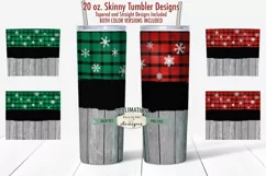 Tumbler Sublimation 20 oz Wrap | Red Green Flannel Snowflake Product Image 1