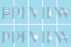 40 Instagram Story Highlights Icons in Blue, Hand Drawn Product Image 2