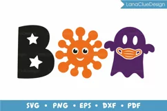 Boo - Covid Halloween SVG, Ghost with Face Mask, Quarantine Product Image 2