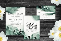 Abstract Green Pine Forest Wedding Invitation Set Product Image 3