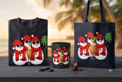 Tropical Christmas Snowmen PNG Beach Holiday Clipart Design Product Image 1