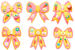 Faux Yarn Crochet Happy Easter PNG Easter Coquette Bow PNG Product Image 1
