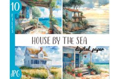 Watercolor houses by the sea clipart Product Image 1