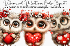 Whimsical Valentines Owls Clipart Product Image 1