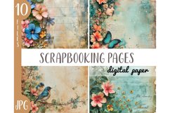 Watercolor scrapbooking pages backdrop JPG - wall of flowers Product Image 1