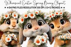 Easter Cute Whimsical Bunny Clipart PNG Product Image 1
