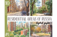 Watercolor Russia cityscapes clipart - residental areas JPG Product Image 1