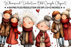 Whimsical Valentine Old Couple Clipart Product Image 1