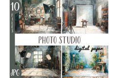 Watercolor photo studio clipart - studio for photo shoots Product Image 1