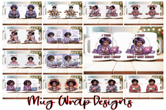 60 Pixel Afro Mug Wraps Sassy Self-Care PNGs for 11oz 15oz Product Image 2
