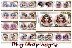 170 Feminine Mug Wrap Designs 11oz &amp; 15oz PNG Afro, Floral Product Image 11