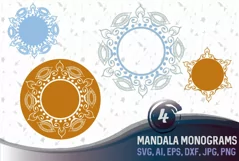 Mandala Monograms SVG, DXF, JPG, PNG, DWG, AI, EPS Product Image 1