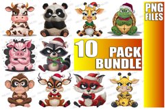 10x Comical Grumpy Creatures Bundle PNG, Christmas PNG Product Image 1