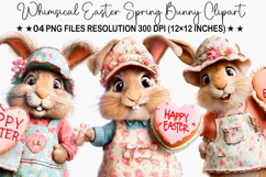 Easter Cute Whimsical Bunny Clipart PNG Product Image 1