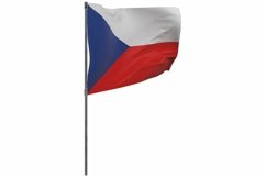 Czech Republic flag on pole. Waving banner isolated. Product Image 1