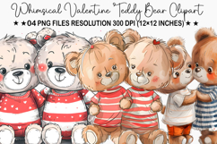 Whimsical Valentine Teddy Bear Clipart Product Image 1