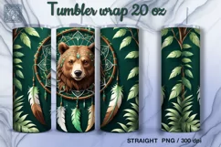 Bear Dream catcher Tumbler Sublimation, 20 oz Tumbler Wrap Product Image 2