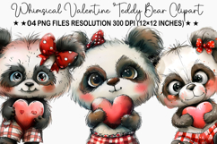 Whimsical Valentine Teddy Bear Clipart Product Image 1