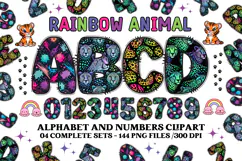 Rainbow Animal Alphabet png clipart, animal letters doodle Product Image 1