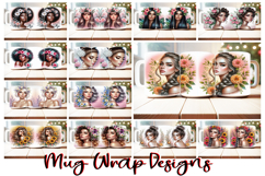 170 Feminine Mug Wrap Designs 11oz &amp; 15oz PNG Afro, Floral Product Image 2