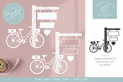 Bike & Sign x 2 - SVG Papercut Cutting File Product Image 1