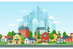 Suburban landscape. Urban architecture, small and big city b Product Image 1