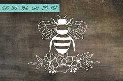 Floral Bee SVG Cut File, Bee with flowers, Honey Bee Product Image 4