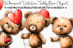 Whimsical Valentine Teddy Bear Clipart Product Image 1