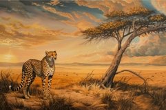 Majestic cheetah in the african savannah at sunset Product Image 1