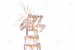 Pink Birthday Girl Party Presents Cake Champagne Clip Art Product Image 6