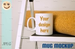 White coffee mug mockup with stepladder. Product Image 1